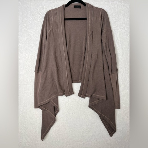 Adriano Goldschmied AG M/L Pima/Modal Brown Waffle Wrap Cardigan Lagenlook Layer - Picture 4 of 16
